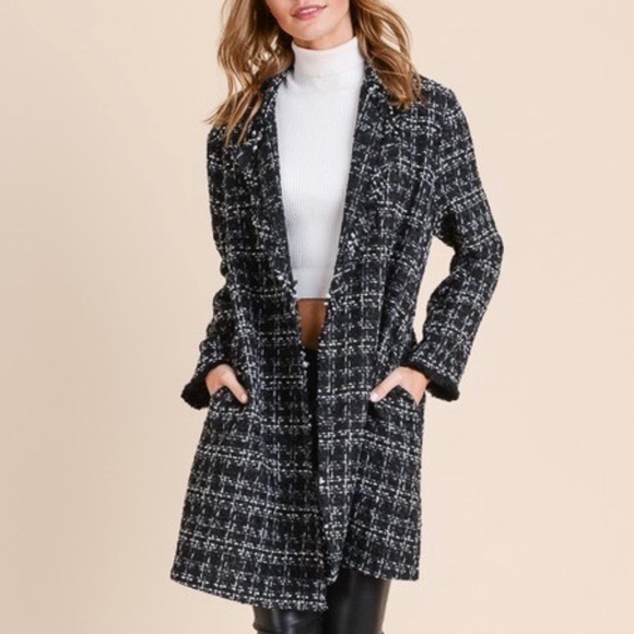 Des Feli Jackets & Blazers - Black & Ivory Tweed Jacket